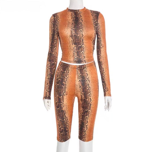 Dare Me Snakeskin Capri Pant Set