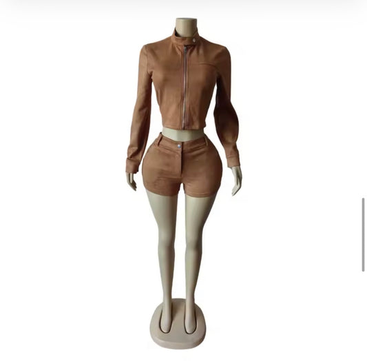 Girl Talk Suede Short Set
