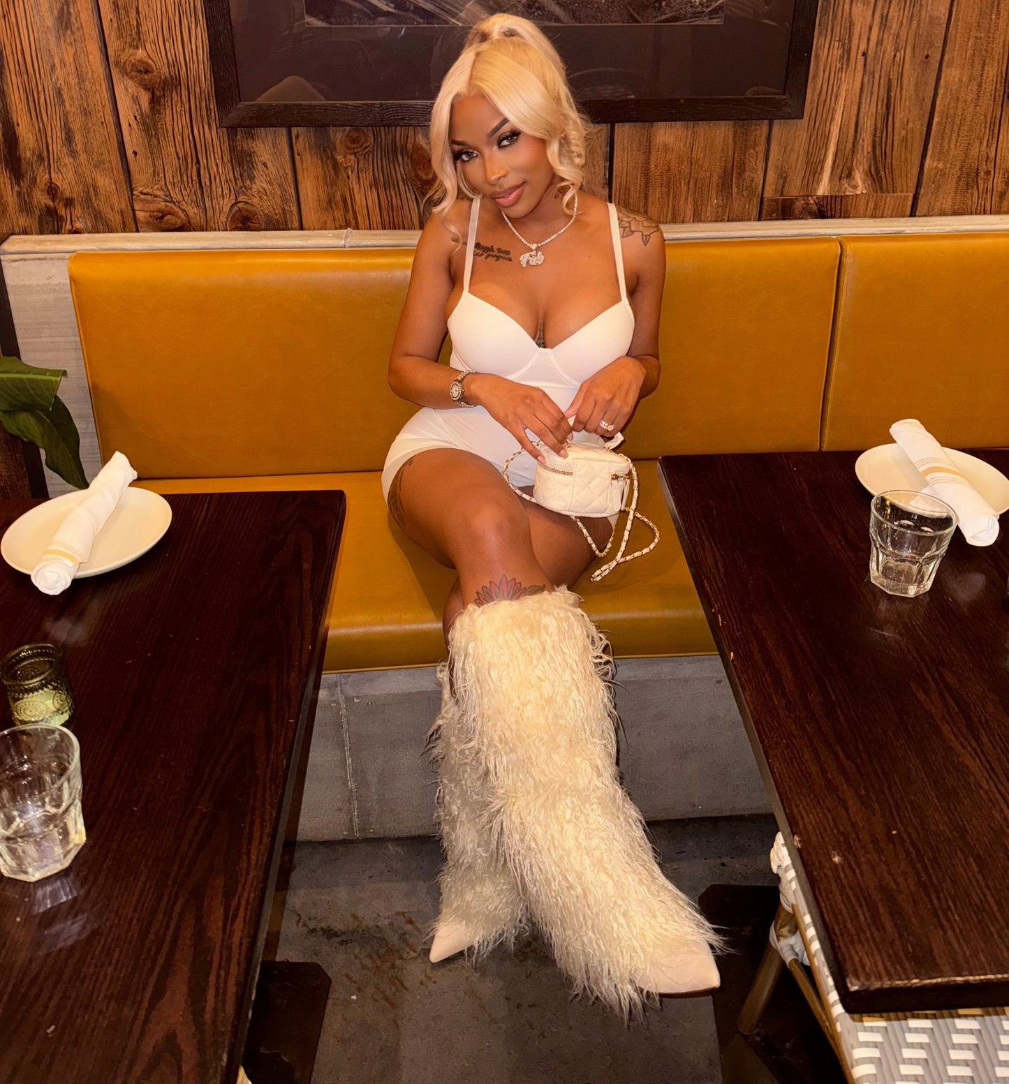 Pretty Fab Fur Heel Boots (ships within 3 days)