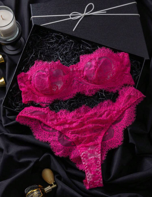 Hot Pink Strapless Lingerie Set