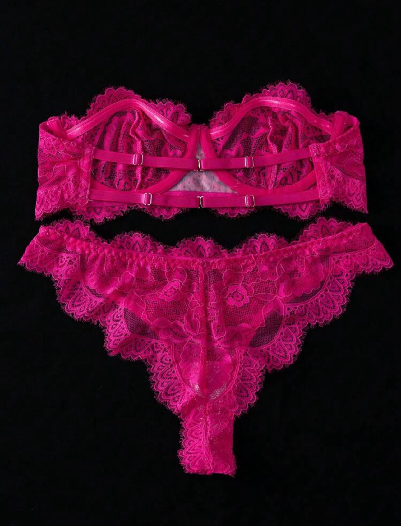 Hot Pink Strapless Lingerie Set