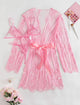 Plus Size 3 Piece Robe Lingerie Set Pink